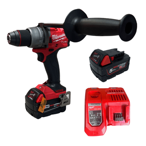 מקדחה | שתי סוללות 5HA ומטען | Milwaukee | FPD3