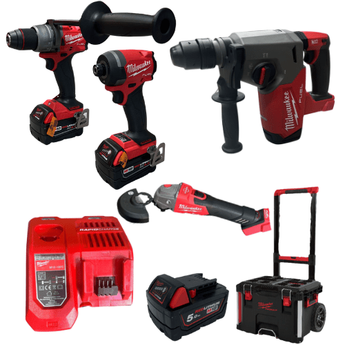 סט דאבלין | 3 סוללות 5Ah מטען מהיר | Milwaukee