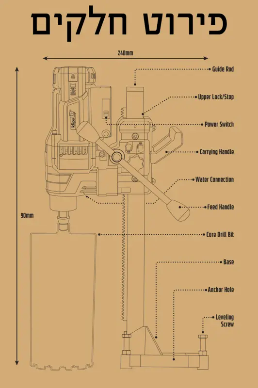 מכונת קידוח יהלום 200 ממ / 8 אינץ | Klips