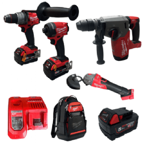 סט דאבלין | 3 סוללות 5Ah מטען מהיר | Milwaukee