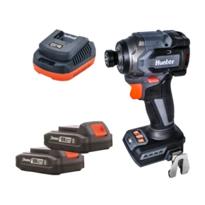 אימפקט ברשלס קומפקטית 18V Hunter + שתי סוללות 1.5 Ah + מטען