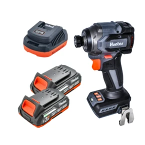 אימפקט ברשלס קומפקטית 18V Hunter + שתי סוללות 2 Ah + מטען