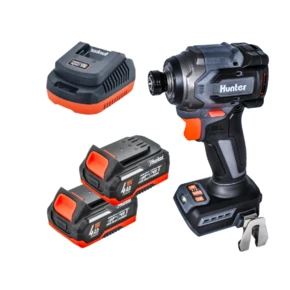 אימפקט ברשלס קומפקטית 18V Hunter + שתי סוללות 4 Ah + מטען