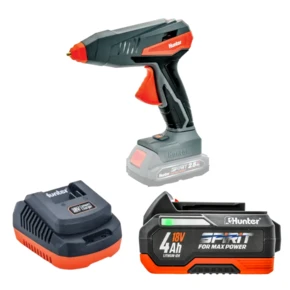 100701-001 - אקדח דבק חם 18V נטען + סוללה 4Ah + מטען HUNTER