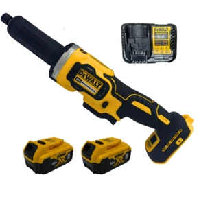 משחזת יד קומפקטית DCG426B + שתי סוללות 5Ah ומטען DEWALT
